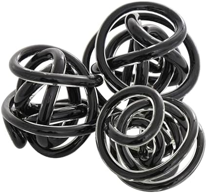 Deco 79 Black Glass Knot Sculpture Set of 3