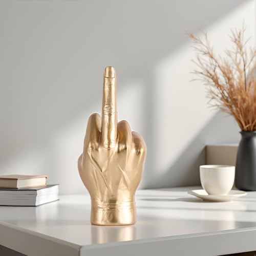 Gold Middle Finger Sculpture Elegant Home Decor Accent