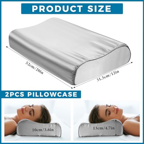 2 Pcs Memory Foam Pillowcase Set in Light Gray