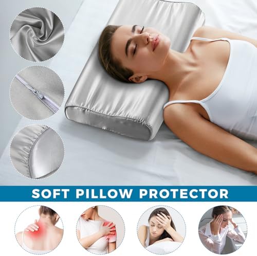 2 Pcs Memory Foam Pillowcase Set in Light Gray