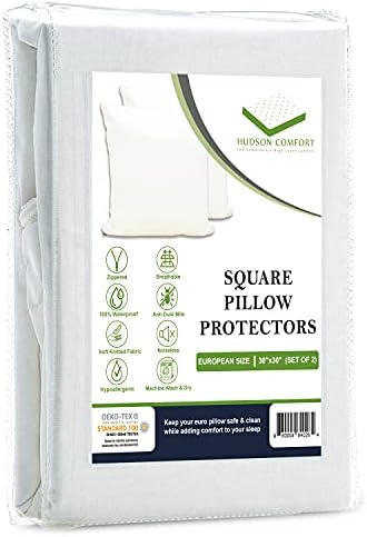 Hudson Comfort Pillow Protector 30x30 Inch 2 Pack Waterproof Zippered