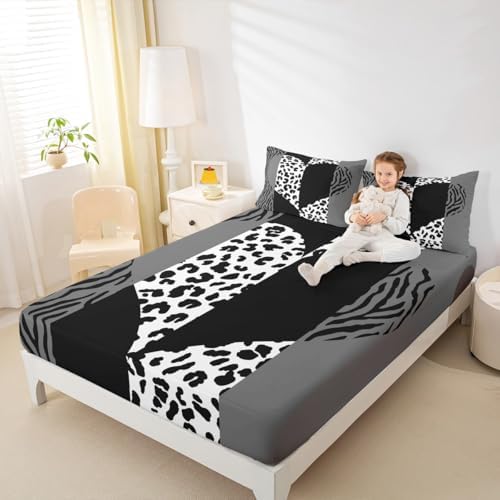 Castle Fairy Leopard Print Zebra Stripes Twin Sheet Set