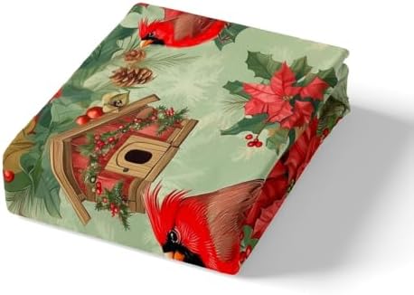 Castle Fairy Christmas Cardinal Fitted Sheet Twin Size