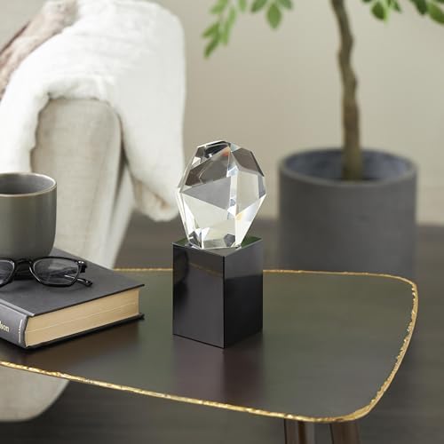 Deco 79 Abstract Glass Sculpture with Black Base