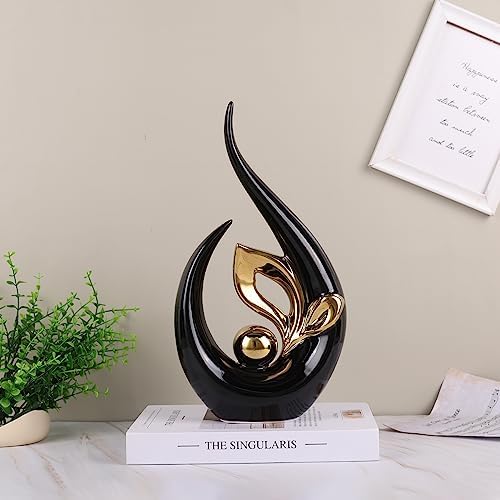 Modern Ceramic Art Statue with Gold Accents 1
