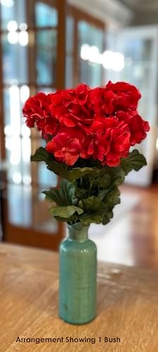 17 Inch Silk Geranium Flower Bush - Red 12-Pack