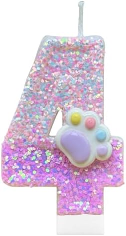 CasaPopz Pink Kitten Paw Number 4 Candle