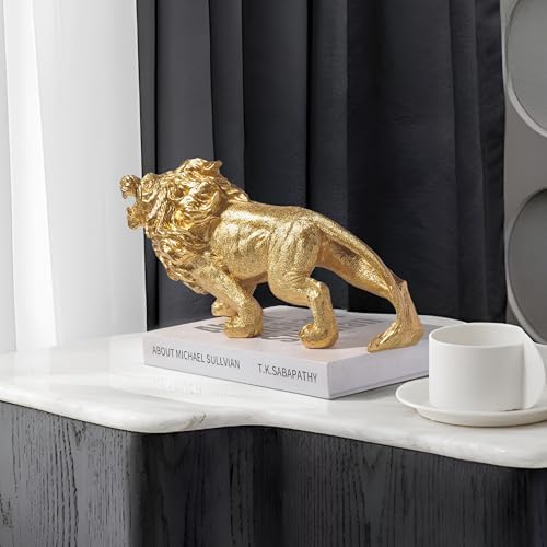 Modern Gold Lion Statue 118 Inch Home Decor Sculpture
