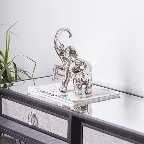 Deco 79 Silver Ceramic Elephant Statue Home Decor