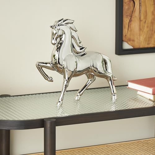 Deco 79 Silver Ceramic Horse Sculpture Home Decor