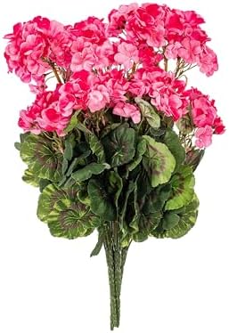 Vickerman 20 Pink Geranium Bush - 4 Pack Mix of Polyester and PVC