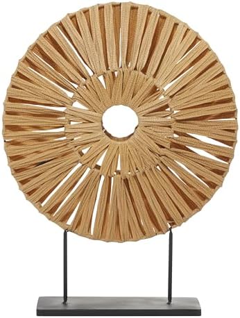Deco 79 Abstract Rattan Decor Sculpture with Black Stand