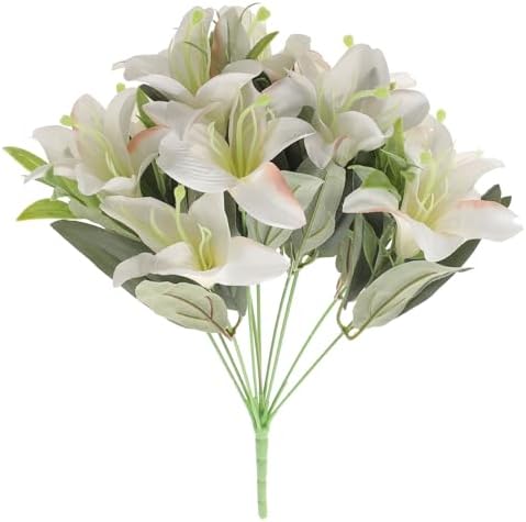 BESTOYARD Lifelike Artificial Lily Flower Bouquet Wedding Decor