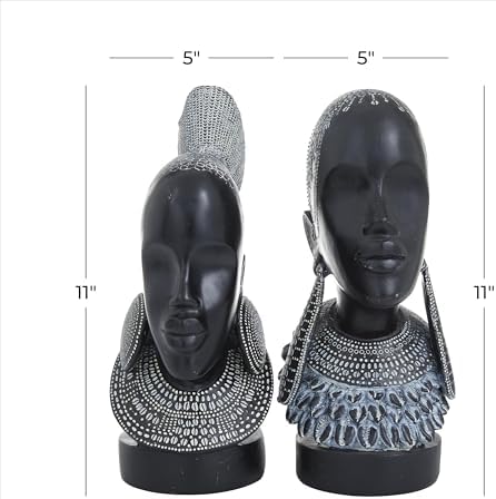 Deco 79 Polystone African Woman Statues Set of 2