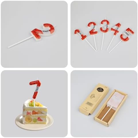 TNT Birthday Candles Number 10 with Red Pixel Design