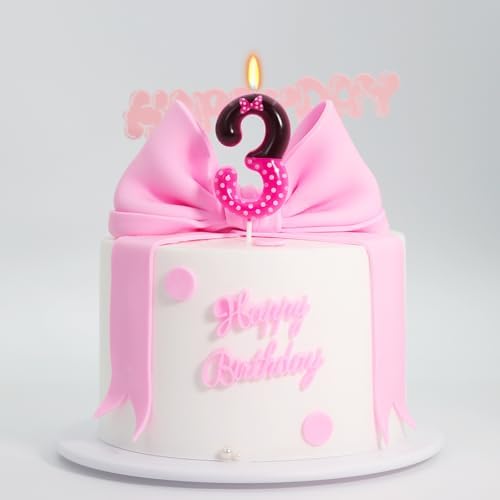 OGnomiFX 3rd Pink Black Birthday Candle with Bow