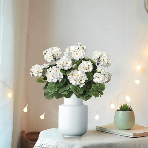 Dremisland 3 Pack Artificial Geranium Flowers UV Resistant