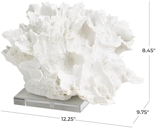 Deco 79 White Coral Sculpture with Acrylic Base
