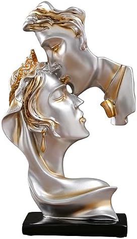 Couples Kiss Abstract Art Resin Sculpture Grey