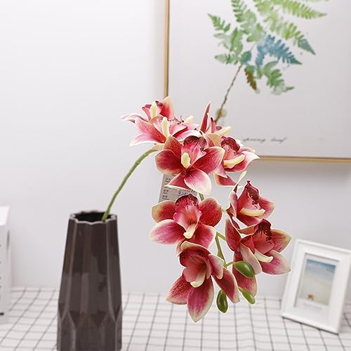 XZJMY 3D Fake Orchid Flowers Dark Pink 2PCS