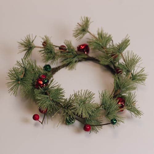 A Cheerful Giver Wreath Candle Ring with Jingle Bells