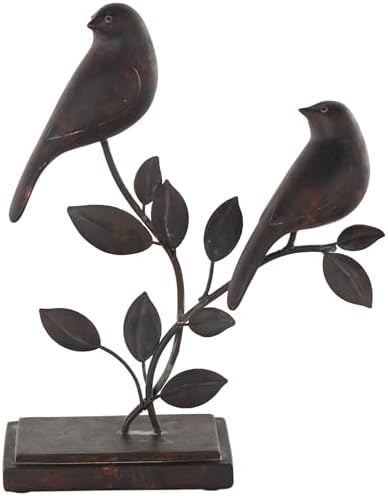 Deco 79 Black Polystone Bird Statue with Leaf Vines