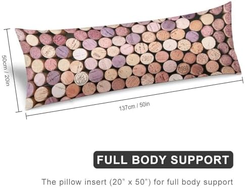 MEIKKO Wine Corks Body Pillow Cover with Zipper 20x54 1