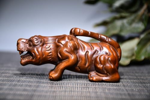 LimpaC Boxwood Crouch Tiger Statues 12 Zodiac Handmade Decor