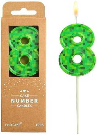 PHD CAKE 276 Inch Pixel 8 Birthday Candles Green