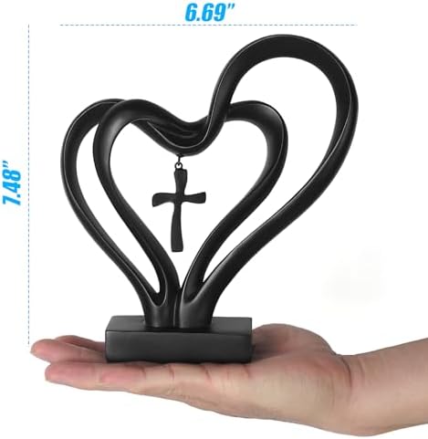 DreamsEden Romantic Wedding Heart Cross Sculpture - Anniversary Gift for Couples