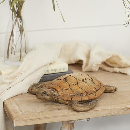 Deco 79 Polystone Turtle Home Decor Statue Brown