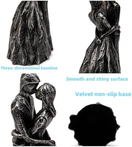 Prettidecor Kissing Love Couple Statue Black Figurine