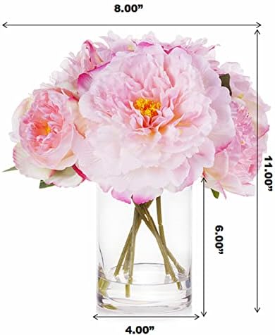ENOVA FLORAL Pink Peonies in Glass Vase