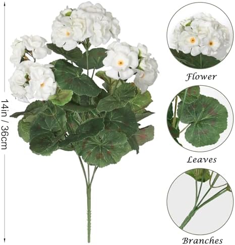 Dremisland 3 Pack Artificial Geranium Flowers UV Resistant