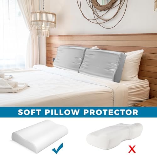 2 Pcs Memory Foam Pillowcase Set in Light Gray