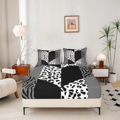Castle Fairy Leopard Print Zebra Stripes Twin Sheet Set