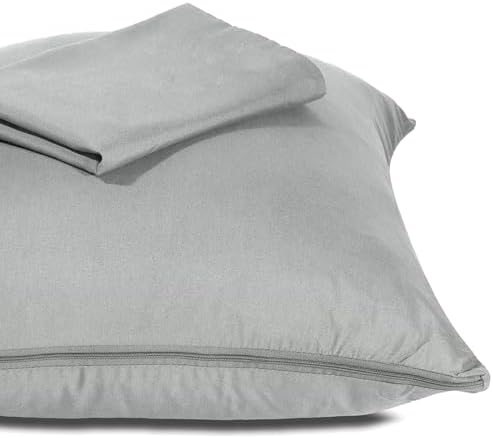 Micropuff Zippered Pillow Protectors Queen 20x30 4 Pack Gray