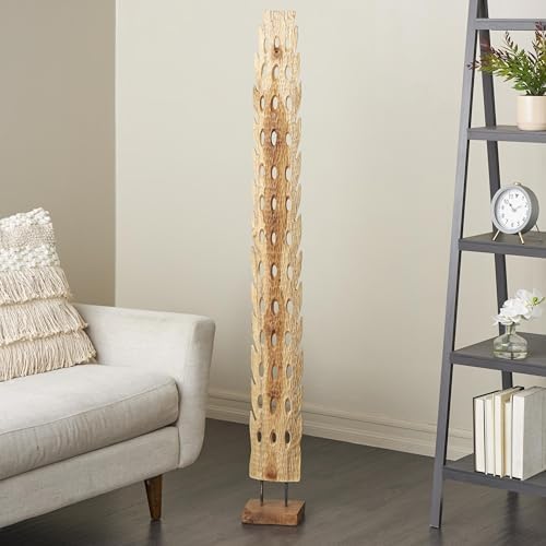 Deco 79 Teak Wood Abstract Sculpture with Live Edge Base 1