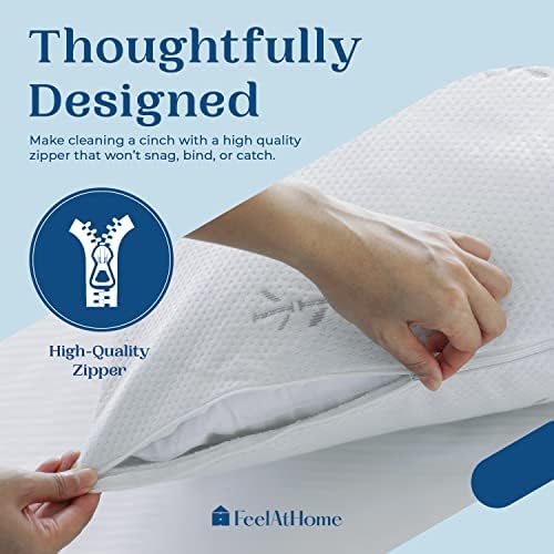 FeelAtHome Bamboo Cooling Pillow Covers - 20x36 Inches Pack of 4