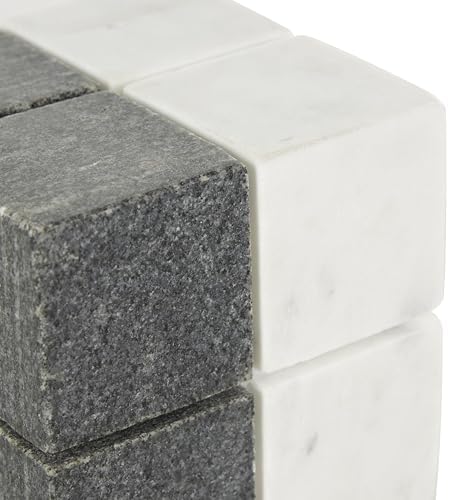 Deco 79 Marble Dice Sculpture Set of 2 White with Black Accent