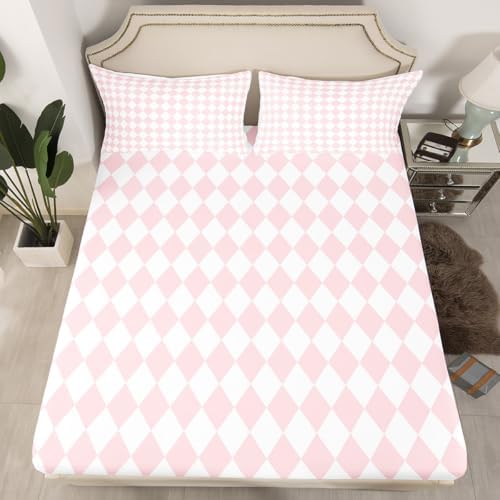 Castle Fairy Diamond Grid Fitted Sheet Twin Size 1