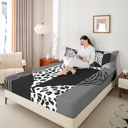 Castle Fairy Leopard Print Zebra Stripes Twin Sheet Set