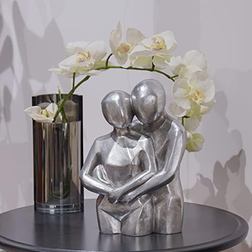 Guichifun Romantic Hug Couple Silver Resin Statue