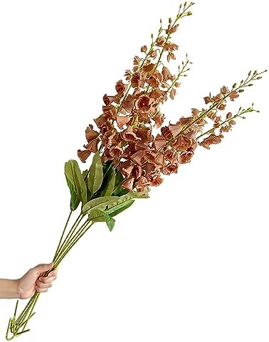 6pcs Artificial Lily of the Valley Flower Bouquet Brown