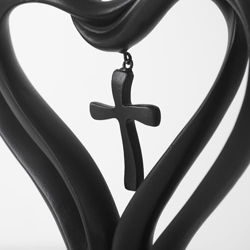 DreamsEden Romantic Wedding Heart Cross Sculpture - Anniversary Gift for Couples