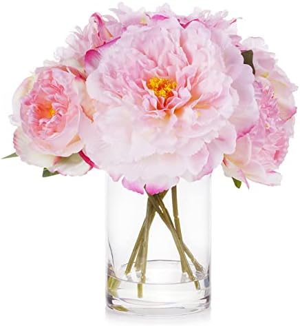 ENOVA FLORAL Pink Peonies in Glass Vase