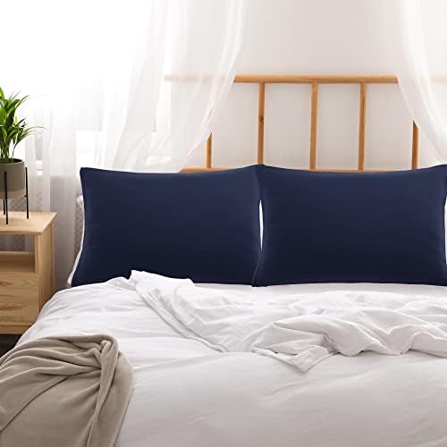 uxcell Zipper Microfiber Pillowcases Set Queen 20x30 Navy