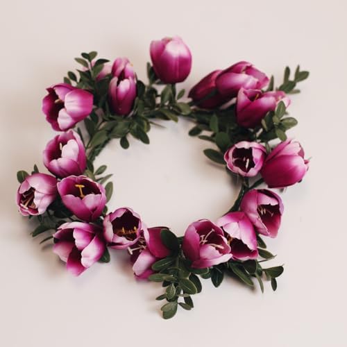 A Cheerful Giver Spring Tulips Candle Ring Artificial Flower Decor