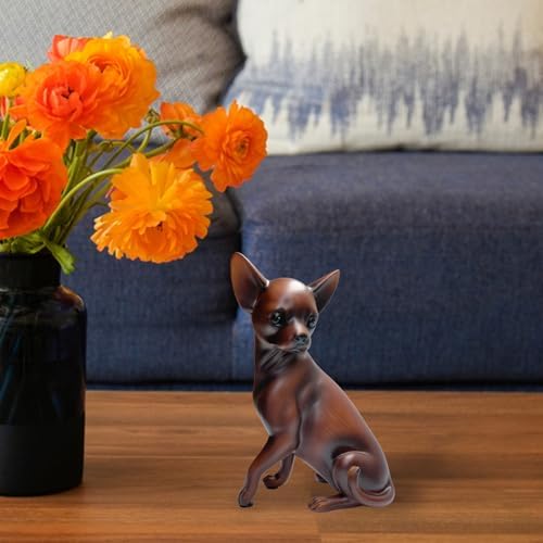 Wood Grain Chihuahua Dog Sculpture Handcrafted Home Decor