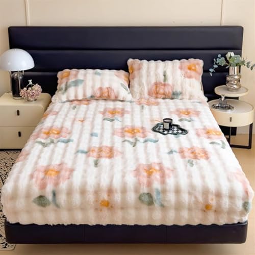 Milk Velvet Fitted Sheet with Faux Rabbit Fur Design